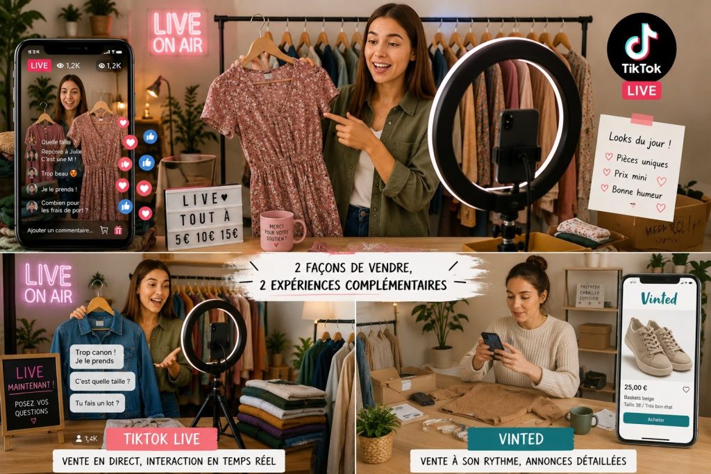Vendeuse TikTok live et Vinted, fournisseur Sudtex