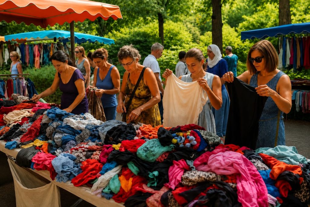 Vendeuse sur un marché, fournisseur Vinted Sudtex